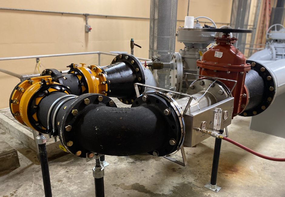 Inline nanobubble generator at Santa Barbara wastewater treatment plant