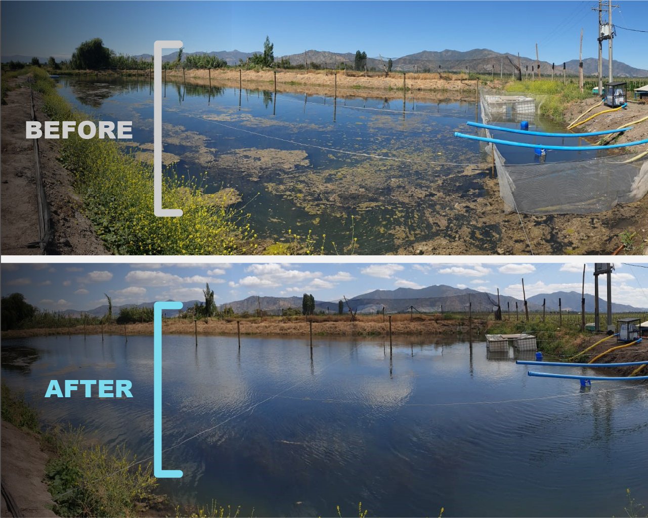 Irrigation reservoir with nanobubbles and without chilean agriculture