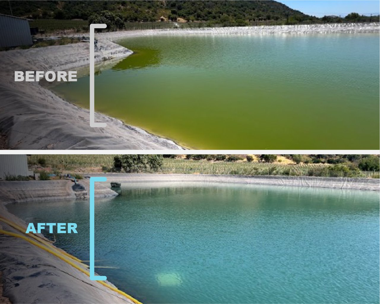 Irrigation reservoir with nanobubbles and without